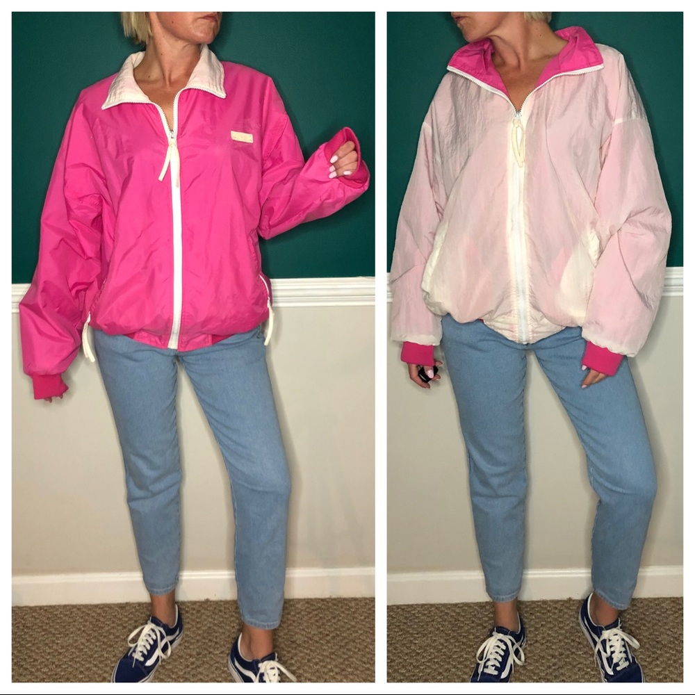 Vintage reversions pink white windbreaker jacket retro sport